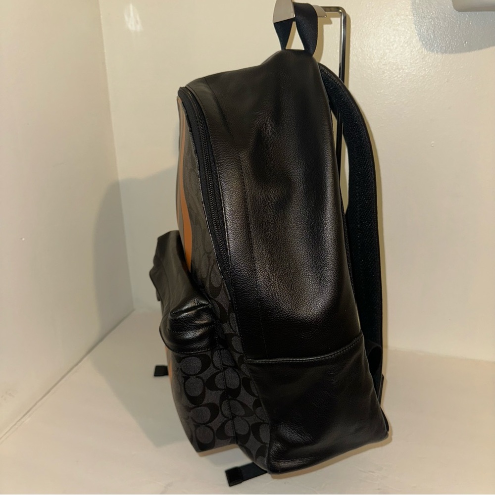 Coach Men's West Backpack In Signature Canvas VARSITY CHARCOAL & ORANGE - Picture 10 of 17